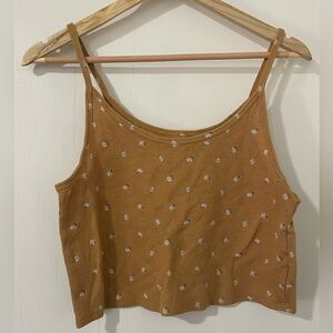 4/$20! AE Women's Tan Floral Crop Top